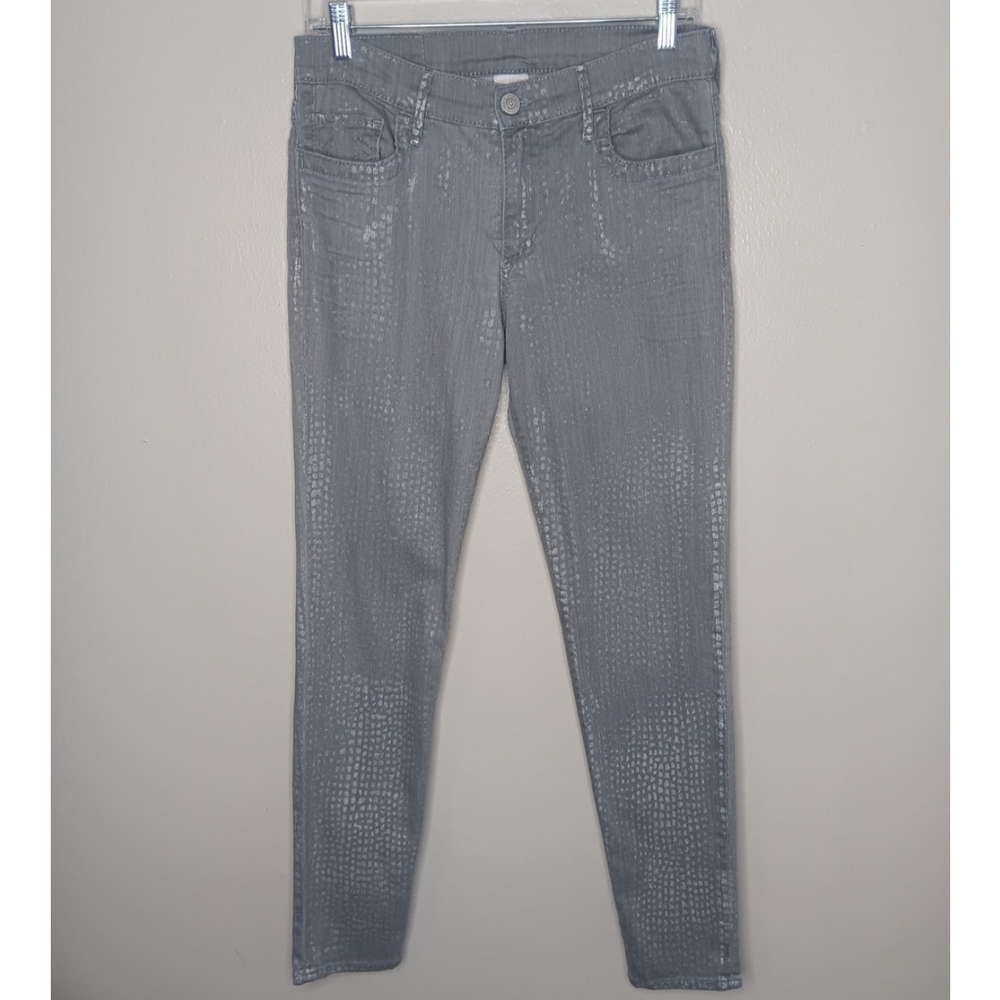 True Religion Chrissy Metallic Gray Snake Print Skinny Stretch Jeans Size 31 - Picture 4 of 12